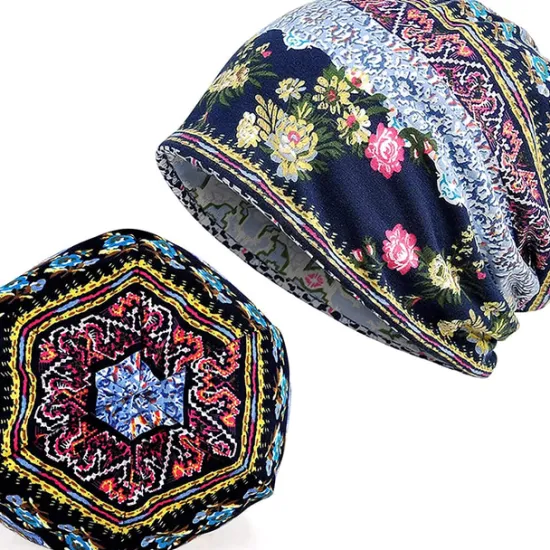 Sale OUKU men's women's vintage floral beanie lightweight breathable skull cap slouchy thin beanie baggy hat for daily wear slouchy hip-hop soft running adult dwarf hats chemo cap