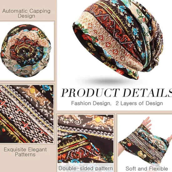 Sale OUKU men's women's vintage floral beanie lightweight breathable skull cap slouchy thin beanie baggy hat for daily wear slouchy hip-hop soft running adult dwarf hats chemo cap
