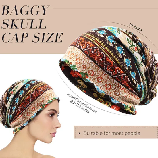 Sale OUKU men's women's vintage floral beanie lightweight breathable skull cap slouchy thin beanie baggy hat for daily wear slouchy hip-hop soft running adult dwarf hats chemo cap