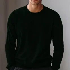 Best OUKU Men's Wool Pullover Sweater Jumper Knit Solid Color Crew Neck Knitwear Elegant Christmas Outdoor Clothing Apparel Fall Winter Wine Red Dark Green S M L