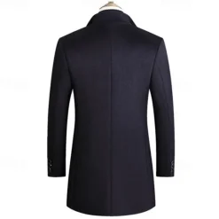 New OUKU Men's Wool Coat Overcoat Trench Coat Long Trench Coat Daily Vacation Fall & Winter Polyester Thermal Warm Windproof Outerwear Clothing Apparel Fashion Classic Plain Pocket Lapel Single Breasted