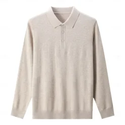 Outlet OUKU Men's Wool Polo Sweater Knit Button Up Solid Color Polo Collar Knitwear Elegant School Formal Clothing Apparel Fall Winter Black Navy Blue S M L