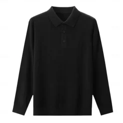 Outlet OUKU Men's Wool Polo Sweater Knit Button Up Solid Color Polo Collar Knitwear Elegant School Formal Clothing Apparel Fall Winter Black Navy Blue S M L