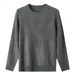 OUKU Men's Wool Pullover Sweater Jumper Cable Knit Paisley Crew Neck Knitwear Elegant Christmas Outdoor Clothing Apparel Fall Winter Black White S M L