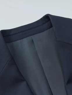 Clearance OUKU Men's Wool Suit Blazer Formal School Wedding Elegant Warm Fall Winter Solid Color Single Breasted One-button Blazer Navy Blue