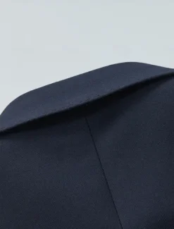 Clearance OUKU Men's Wool Suit Blazer Formal School Wedding Elegant Warm Fall Winter Solid Color Single Breasted One-button Blazer Navy Blue