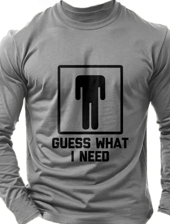 Hot OUKU Men's Word / Phrase Abstract T Shirt Long Sleeve Shirt 100% Cotton Long Sleeve Graphic Shirt Dark Heather Grey Black Wine Comfortable Tee Vacation Street Fashion Designer Clothing