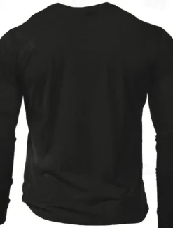 Hot OUKU Men's Word / Phrase Abstract T Shirt Long Sleeve Shirt 100% Cotton Long Sleeve Graphic Shirt Dark Heather Grey Black Wine Comfortable Tee Vacation Street Fashion Designer Clothing