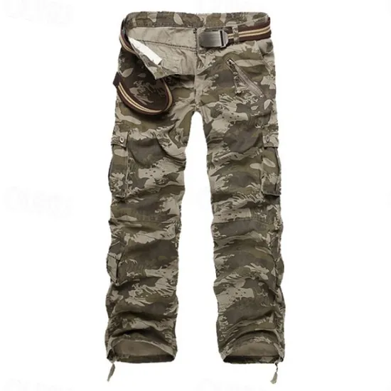 Sale OUKU Men's Work Pants Hiking Cargo Pants Hiking Pants Trousers Camo Outdoor Ripstop Multi Pockets Breathable Soft Cotton Pants / Trousers Bottoms Jungle camouflage Army Green Camouflage Grey Khaki Work