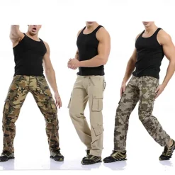 Sale OUKU Men's Work Pants Hiking Cargo Pants Hiking Pants Trousers Camo Outdoor Ripstop Multi Pockets Breathable Soft Cotton Pants / Trousers Bottoms Jungle camouflage Army Green Camouflage Grey Khaki Work