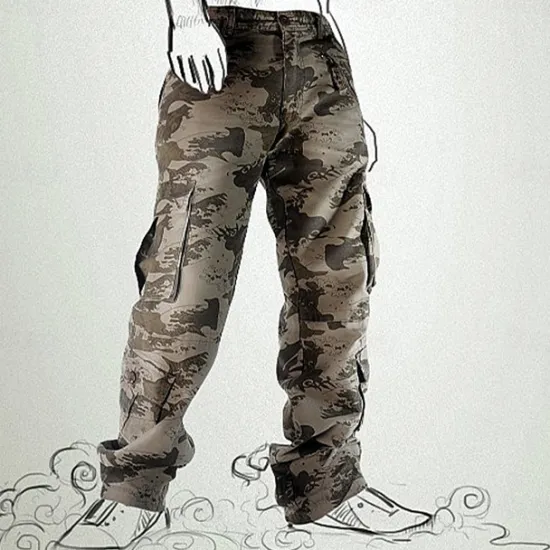 Sale OUKU Men's Work Pants Hiking Cargo Pants Hiking Pants Trousers Camo Outdoor Ripstop Multi Pockets Breathable Soft Cotton Pants / Trousers Bottoms Jungle camouflage Army Green Camouflage Grey Khaki Work