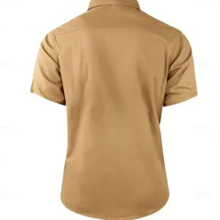 Discount OUKU Men's Work Shirt Western Shirt Cargo Shirt Short Sleeve Casual Tactical Sports Outdoor Going out Summer Spring Turndown Cotton Button Up Shirts Khaki Beige