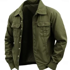 Best OUKU Men's Work Shirt Western Shirt Cargo Shirt Long Sleeve Casual Sports & Outdoor Going out Fall Winter Turndown Button-Down Black Army Green Khaki