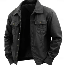 Best OUKU Men's Work Shirt Western Shirt Cargo Shirt Long Sleeve Casual Sports & Outdoor Going out Fall Winter Turndown Button-Down Black Army Green Khaki