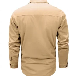 Best OUKU Men's Work Shirt Western Shirt Cargo Shirt Long Sleeve Casual Sports & Outdoor Going out Fall Winter Turndown Button-Down Black Army Green Khaki