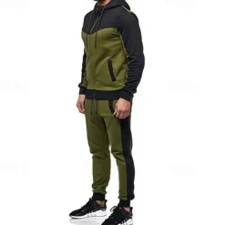 Outlet OUKU Men's Workout Set Tracksuit Full Zip Hoodie Hoodie & Pants Outfit Set Hoodie Hooded Outdoor Daily Sports Pocket Drawstring 2 Piece Color Block Black White Red Polyester Activewear Classic Casual
