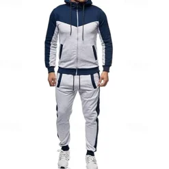 Outlet OUKU Men's Workout Set Tracksuit Full Zip Hoodie Hoodie & Pants Outfit Set Hoodie Hooded Outdoor Daily Sports Pocket Drawstring 2 Piece Color Block Black White Red Polyester Activewear Classic Casual