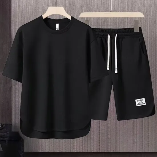 Hot OUKU Men's Workout Set Tracksuit T shirt & Shorts Set Outfit Set Crew Neck Outdoor Daily Sports Pocket Drawstring 2 Piece Plain Black White Apricot Polyester Activewear Classic Casual Summer