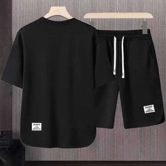 Hot OUKU Men's Workout Set Tracksuit T shirt & Shorts Set Outfit Set Crew Neck Outdoor Daily Sports Pocket Drawstring 2 Piece Plain Black White Apricot Polyester Activewear Classic Casual Summer