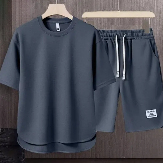 Hot OUKU Men's Workout Set Tracksuit T shirt & Shorts Set Outfit Set Crew Neck Outdoor Daily Sports Pocket Drawstring 2 Piece Plain Black White Apricot Polyester Activewear Classic Casual Summer