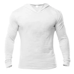Outlet OUKU Men's Workout Shirt Running Shirt Long Sleeve Top Spring Hooded Spandex Breathable Quick Dry Soft Gym Workout Running Sportswear Activewear Solid Colored Black White Dark Navy