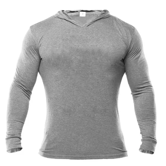 Outlet OUKU Men's Workout Shirt Running Shirt Long Sleeve Top Spring Hooded Spandex Breathable Quick Dry Soft Gym Workout Running Sportswear Activewear Solid Colored Black White Dark Navy