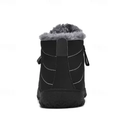 Clearance OUKU Men's Yellow Winter Snow Boots – Waterproof, Fur-Lined, Zipper Closure, Non-Slip Warm Ankle Boots for Cold Weather