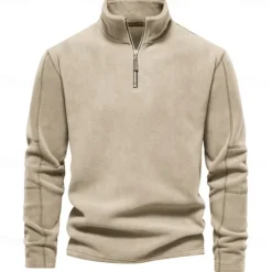 Best OUKU Men's Zip Hoodie Sweatshirt Quarter Zip Sweatshirt Black Blue Brown Green Khaki Half Zip Plain Sports & Outdoor Casual Daily non-printing Active Cool Casual Spring & Fall Autumn / Fall Clothing