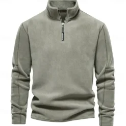 Best OUKU Men's Zip Hoodie Sweatshirt Quarter Zip Sweatshirt Black Blue Brown Green Khaki Half Zip Plain Sports & Outdoor Casual Daily non-printing Active Cool Casual Spring & Fall Autumn / Fall Clothing