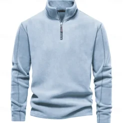 Best OUKU Men's Zip Hoodie Sweatshirt Quarter Zip Sweatshirt Black Blue Brown Green Khaki Half Zip Plain Sports & Outdoor Casual Daily non-printing Active Cool Casual Spring & Fall Autumn / Fall Clothing