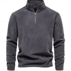 Best OUKU Men's Zip Hoodie Sweatshirt Quarter Zip Sweatshirt Black Blue Brown Green Khaki Half Zip Plain Sports & Outdoor Casual Daily non-printing Active Cool Casual Spring & Fall Autumn / Fall Clothing