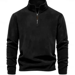 Best OUKU Men's Zip Hoodie Sweatshirt Quarter Zip Sweatshirt Black Blue Brown Green Khaki Half Zip Plain Sports & Outdoor Casual Daily non-printing Active Cool Casual Spring & Fall Autumn / Fall Clothing