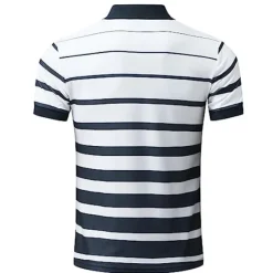 Discount OUKU Men's Zip Polo Polo Shirt Casual Daily Quarter Zip Short Sleeve Fashion Basic Stripe Horizontal Stripes Zipper Summer Regular Fit White Yellow Red Navy Blue Brown Zip Polo