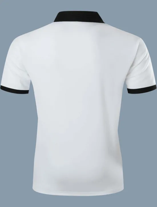 Online OUKU Men's Zip Polo Polo Shirt Outdoor Casual Lapel Quarter Zip Short Sleeve Fashion Basic Color Block Quarter Zip Summer Regular Fit Black White Navy Blue Brown Zip Polo