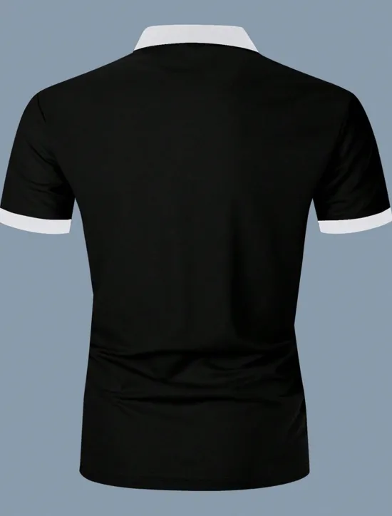 Online OUKU Men's Zip Polo Polo Shirt Outdoor Casual Lapel Quarter Zip Short Sleeve Fashion Basic Color Block Quarter Zip Summer Regular Fit Black White Navy Blue Brown Zip Polo