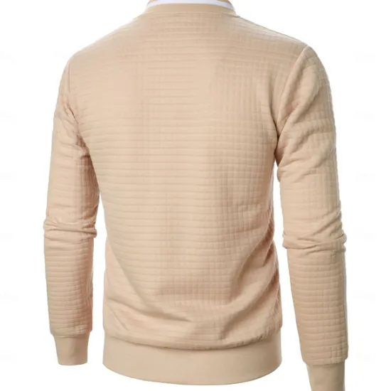 Best OUKU Men's Zip Sweatshirt Sweat Jacket Full Zip Sweatshirt Black White Wine Army Green Navy Blue Standing Collar Plain Pocket Ribbed Textured Sports & Outdoor Daily Holiday Streetwear Casual Spring & Fall