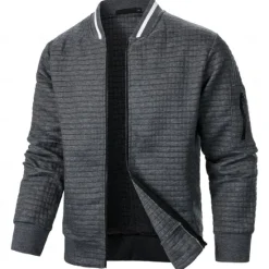 Best OUKU Men's Zip Sweatshirt Sweat Jacket Full Zip Sweatshirt Black White Wine Army Green Navy Blue Standing Collar Plain Pocket Ribbed Textured Sports & Outdoor Daily Holiday Streetwear Casual Spring & Fall