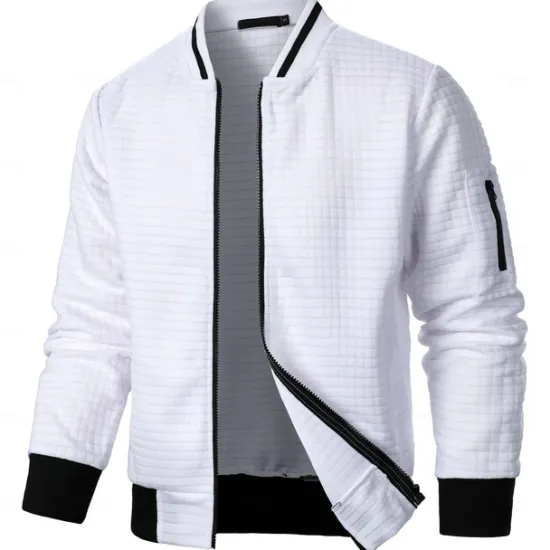 Best OUKU Men's Zip Sweatshirt Sweat Jacket Full Zip Sweatshirt Black White Wine Army Green Navy Blue Standing Collar Plain Pocket Ribbed Textured Sports & Outdoor Daily Holiday Streetwear Casual Spring & Fall