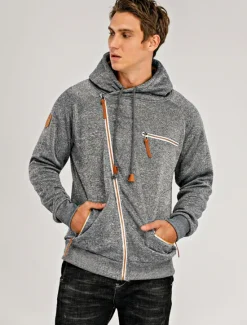 Best OUKU Men's Zip Up Sweatshirt Sweat Jacket Black Light Grey Dark Gray Hooded Solid Color Casual Streetwear Polyester Cool Fall Winter Clothing Apparel Hoodies Sweatshirts Long Sleeve Slim