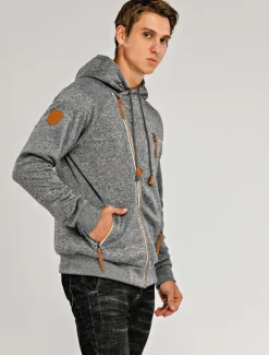 Best OUKU Men's Zip Up Sweatshirt Sweat Jacket Black Light Grey Dark Gray Hooded Solid Color Casual Streetwear Polyester Cool Fall Winter Clothing Apparel Hoodies Sweatshirts Long Sleeve Slim