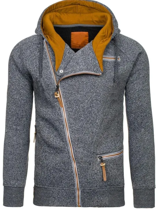 Best OUKU Men's Zip Up Sweatshirt Sweat Jacket Black Light Grey Dark Gray Hooded Solid Color Casual Streetwear Polyester Cool Fall Winter Clothing Apparel Hoodies Sweatshirts Long Sleeve Slim
