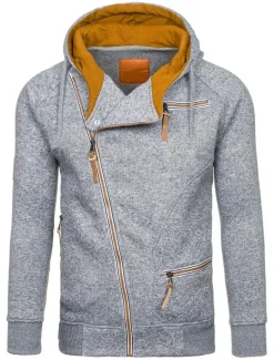 Best OUKU Men's Zip Up Sweatshirt Sweat Jacket Black Light Grey Dark Gray Hooded Solid Color Casual Streetwear Polyester Cool Fall Winter Clothing Apparel Hoodies Sweatshirts Long Sleeve Slim