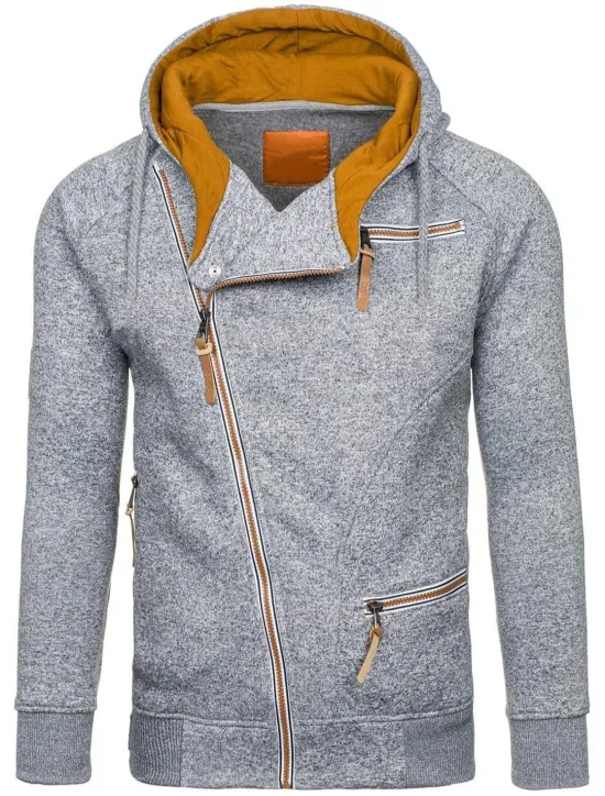 Best OUKU Men's Zip Up Sweatshirt Sweat Jacket Black Light Grey Dark Gray Hooded Solid Color Casual Streetwear Polyester Cool Fall Winter Clothing Apparel Hoodies Sweatshirts Long Sleeve Slim