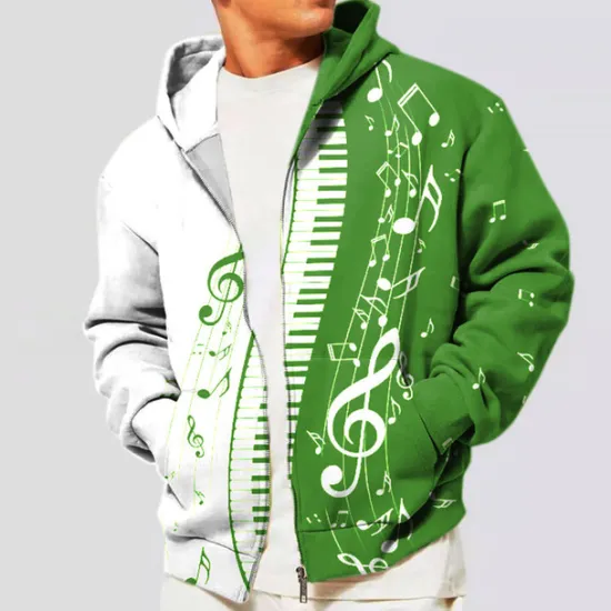 Sale OUKU Music Festival Men's Color Block Graphic Prints Musical Notes Hoodie Hoodies Sweatshirt Streetwear Designer Long Sleeve Hooded Sports & Outdoor Daily Sports Black Red Zipper Print Spring & Fall