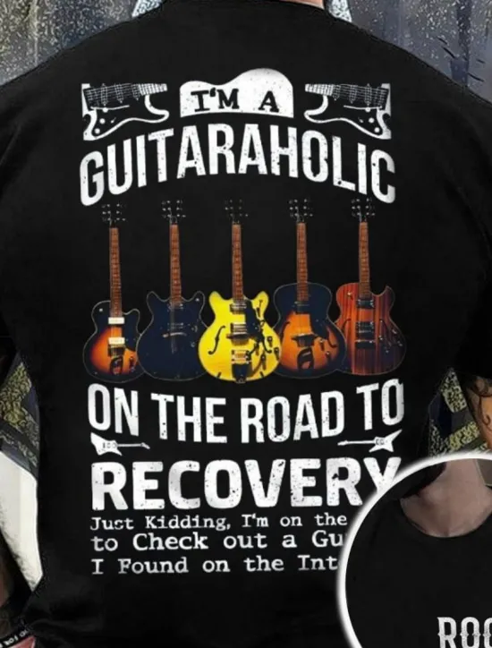 Outlet OUKU Music Festival Men's Graphic Prints Guitar Musical Instrument Hobby T Shirt Graphic Tee Cotton Short Sleeves Graphic Shirt Black Navy Blue Green Comfortable Tee Vacation Street Fashion Designer