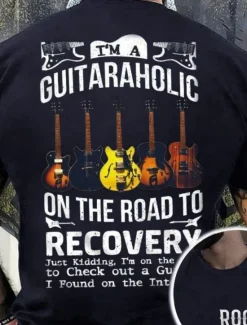 Outlet OUKU Music Festival Men's Graphic Prints Guitar Musical Instrument Hobby T Shirt Graphic Tee Cotton Short Sleeves Graphic Shirt Black Navy Blue Green Comfortable Tee Vacation Street Fashion Designer