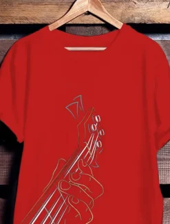 Best OUKU Music Festival Men's Graphic Prints Music Guitar T Shirt Graphic Tee Cotton Short Sleeves Graphic Shirt Black White Yellow Comfortable Tee Vacation Street Fashion Designer Clothing