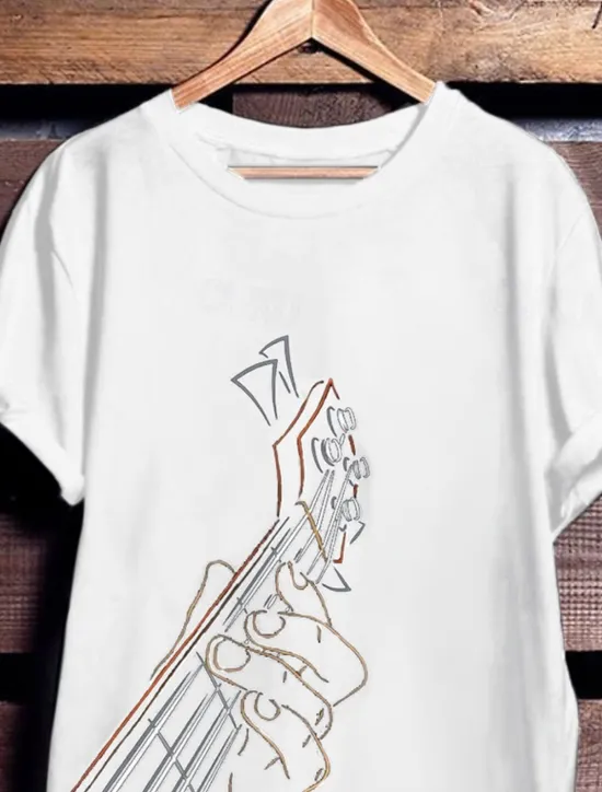 Best OUKU Music Festival Men's Graphic Prints Music Guitar T Shirt Graphic Tee Cotton Short Sleeves Graphic Shirt Black White Yellow Comfortable Tee Vacation Street Fashion Designer Clothing