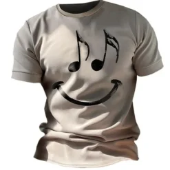 OUKU Music Festival Men's Graphic Funny Smile Face T Shirt Short Sleeve T shirt 3D Print Crew Neck Shirt Vintage Fashion Designer Outdoor Daily Sports Blue Red Green Spring & Summer Clothing Apparel S M L