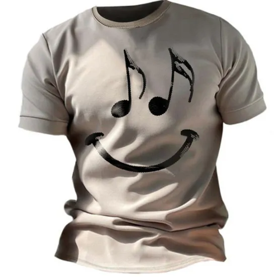 OUKU Music Festival Men's Graphic Funny Smile Face T Shirt Short Sleeve T shirt 3D Print Crew Neck Shirt Vintage Fashion Designer Outdoor Daily Sports Blue Red Green Spring & Summer Clothing Apparel S M L